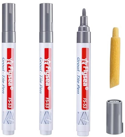 Rotulador para Juntas de Color Gris Claro,3 Piezas Blanqueador de Juntas de Azulejos,Kit de Reparación y Limpieza para Baños,Cocinas y Suelos,Impermeable,Secado Rápido