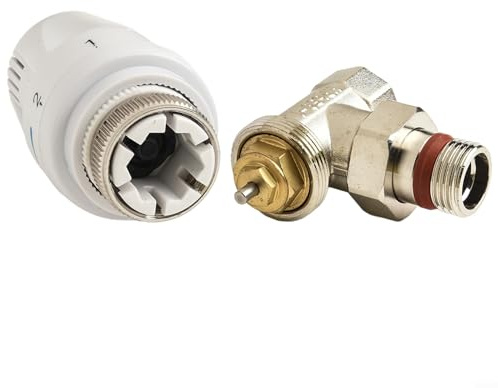 Honseadek Vanne d'angle thermostatique pour chauffage au sol - Contrôle automatique de la température avec capteur de liquide - 5 réglages - Protection contre le gel - Cuivre G1/2 G3/4 DN15 (type