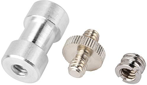 Tbest Durable Metal Tripod Screw Adapter 1 / 4inch to 3 / 8inch High Strength Camera Holder Light Stand Umbrella Mount for Photography Equipment Silver .5cm