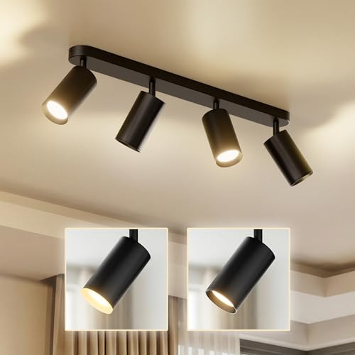 Scandinavian home Deckenstrahler 4-flammig - GU10 Deckenlampe Küche 360° Schwenkbar, Blendfrei, Flach - Flurlampe Decke, Küchenlampe, Spots Deckenleuchte Küche Lampen - Matt Schwarz, Ohne Leuchtmittel