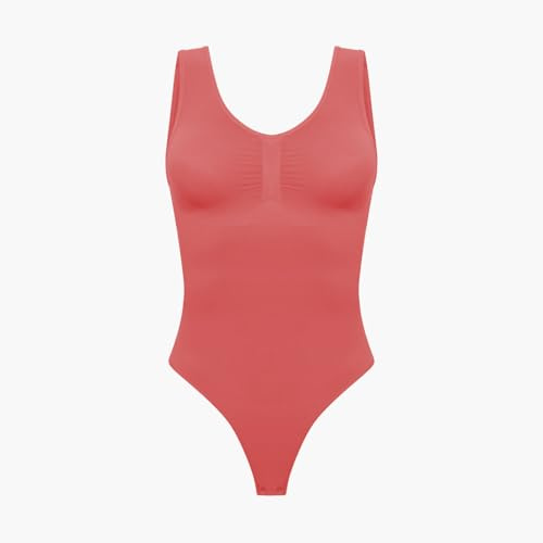 CFab Shapewear Damen Body Bauchweg mit String Tank Bodysuit | Starke Bauchkontrolle String Design nahtloser Komfort breite Träger und sicherer Sitz unter enger Kleidung