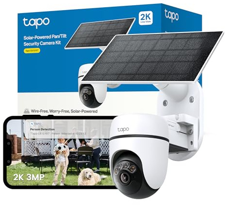 Tapo C610 KIT 2K 3MP Solar Outdoor Security Camera Wireless CCTV Camera | 360° Pan/Tilt AI Tracking, Battery & Solar Powered, Color Night Vision, Person Detection, IP65, No Monthly Fee, Alexa