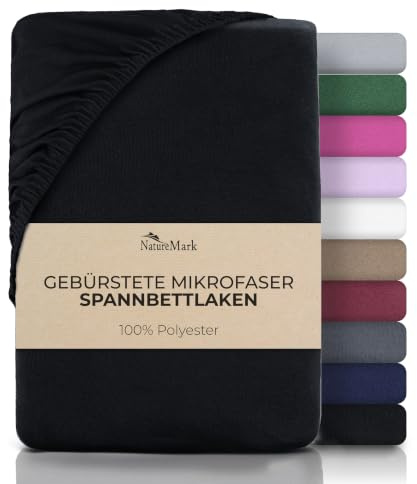 NatureMark Mikrofaser Spannbettlaken – weich, atmungsaktiv und pflegeleicht – hautfreundlich, schnelltrocknend und formstabil - 140x200 cm, Schwarz