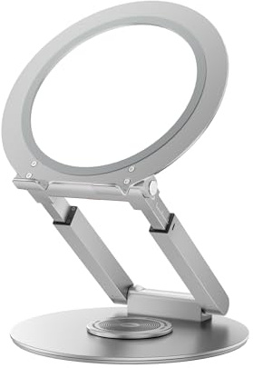 Anifrim Telescopic Laptop Stand, 360 Rotating Computer Stand Adjustable Height Swivel Pull Out Design Ergonomic Latptop Riser Standing Desk Converter Fits Macbook, All 10-17 Laptops (Silver)