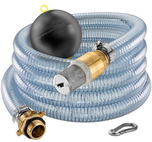 Poppstar Saugschlauch 1 4m mit Schwimmerkugel 6, Kupplung ID 25mm/AD 33mm, Karabiner 5x50mm, blau