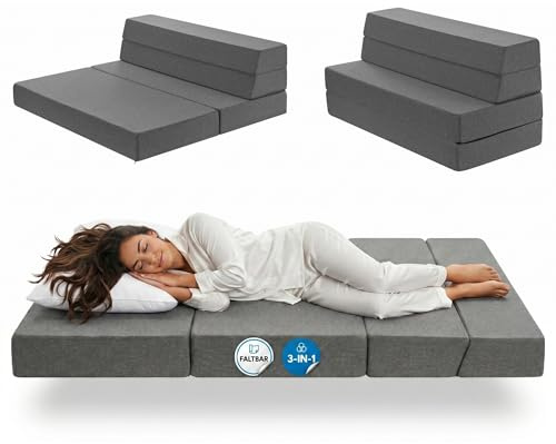 Arensberger Multifold Klappmatratze 90x200 cm | 15cm, Gästematratze | Gästebett klappbar, Faltmatratze, Camping Matratze, Klappsofa, Schlafmatratze, Bezug abnehmbar, Gel Foam, platzsparend