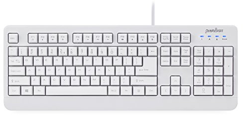 Perixx PERIBOARD-517 Washable Keyboard - SGS Certified IP 65 Protection - Antimicrobial Function - White - QWERTY US LAYOUT