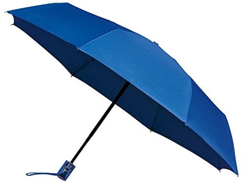 AMOS Automatic Open & Close Compact Windproof Folding Umbrella with Fibreglass Ribs (Blue)