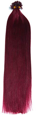 Burerne Keratin Bonding Extensions 100% Remy Echthaar Human Hair - 50x 1g 45cm Glatte Strähnen - Lange Haare mit Keratin Bondings U-Tip Haarverlängerung Haarverdichtung-Farbe:Burer
