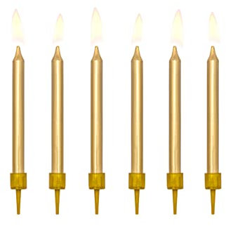 PartyDeco Kerzen & Halter 6 cm | 6Stk. - Glatt Gold