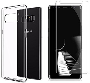 NOVAGO Compatible Smartphone Samsung Note 8 Pack 2 en 1 pour Galaxy Note 8-1 Coque Souple et Résistante Anti Choc + 1 Film Protection Écran en Verre trempé incurvé 3D
