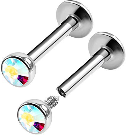 KJM FASHION 2 Stk Chirurgenstahl Lippe 1.2 mm 16gauge 8mm 5/16 Monroe Cartilage Lip Medusa Ohrringe Spiderbite Piercing Schmuck 0290