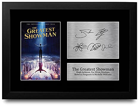 HWC Trading The Greatest Showman A4 Gerahmte Signiert Gedruckt Autogramme Bild Druck-Fotoanzeige Geschenk Für Hugh Jackman Zac Efron Zendaya Rebecca Ferguson Michelle Williams Filmfans