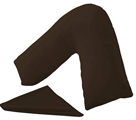 ER Traders Ltd V Pillow With V Pillowcase Hollowfibre Back and Neck Support V Shaped Orthopedic (Brown, Complete with Pillow)