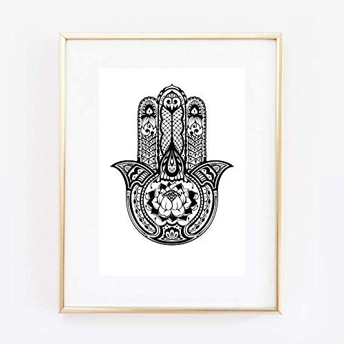 Din A4 Kunstdruck ohne Rahmen - Hand der Fatima Hamsa Islam schwarz Druck Poster Bild