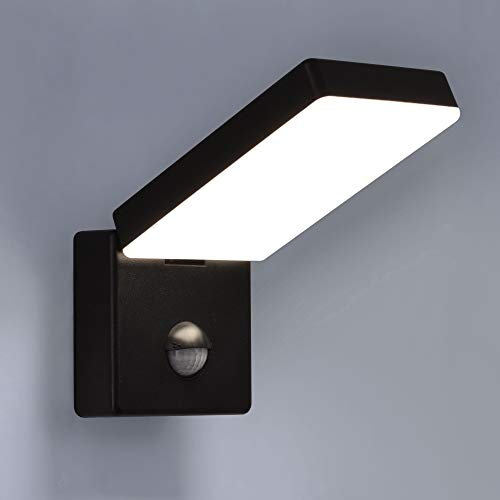max K O M F O R T LED Aussenleuchten Bewegungsmelder schwenkbar Wand-leuchte Wandlampe Flurleuchte Fluter 15W schwarz modern IP65 AGATE-BK