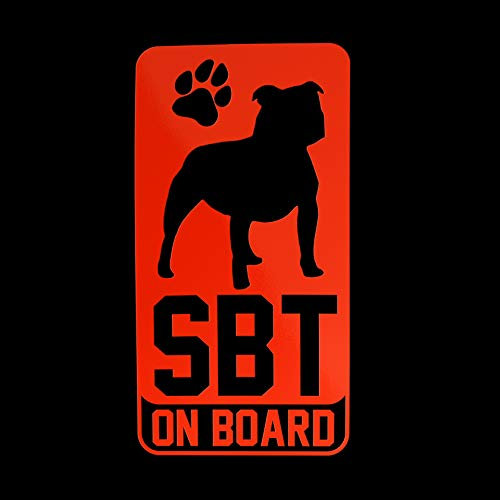 Erreinge X2 Aufkleber prespaced Red Fluorescent 20cm - Staffordshire Bull Terrier On Board - Vinyl-Aufkleber Aufkleber Aufkleber Mural Laptop Auto Moto Helm Camper