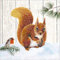20 Servietten, Eichhörnchen mit Rotkehlchen, 33 x 33 cm, Papierservietten, Tiere Tier