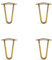 4 x Hairpin Legs with Floor Protector Feet & Screws - 15cm 2 Rod / 10mm, Gold Brass