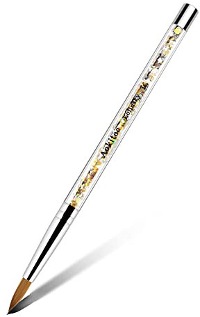 Aokitec Kolinsky Acrylic Nail Brush #16 Sable Acrylic Brush Wood Nail Art Brush for Acrylic Application Polygel Brush Nail Art Manicure Tool
