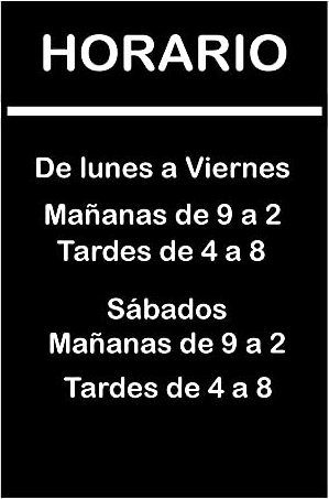 Cartel horario comercial - Placa comercial horario personalizadas - placa de aluminio negra