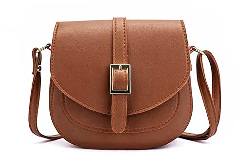 FANDARE Damen Umhängetasche Schultertasche Leder Crossbody Bag Damentasche Schulterriemen Frauen Abendtasche Citytasche Braun