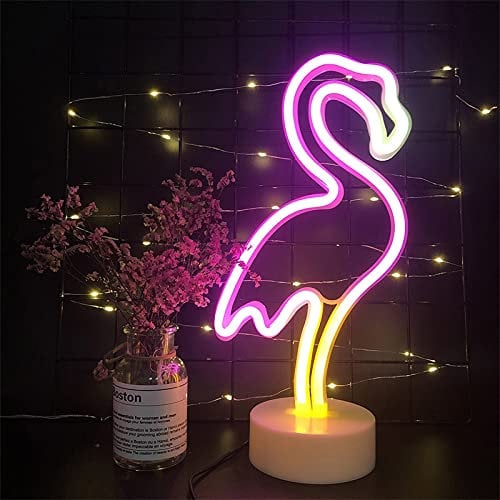 LED-Flamingo Neonzeichen Flamingo Neonlichter LED-Neonlicht-Zeichen mit Halter Base Batterie/USB betriebene Licht-Zeichen-Nachttisch-Lampen Neonzeichen für Home Party-Dekoration