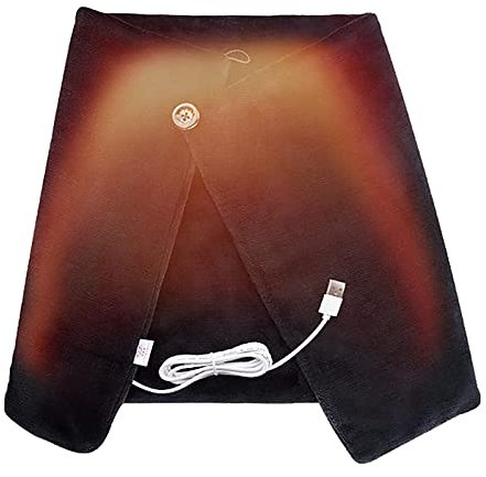 Châle chauffant Électrique Couverture chauffante Coussin Respirant USB Châle chauffé unisexe pour Soulagement de douleur épaule genoux ventre noir M
