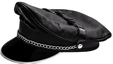 N? Biker-Muir-Kappe mit Kette und Riemen, Schwarz / silberfarben, Schwarz , 54