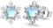 Schneeflocke Ohrringe Damen 925 Sterling Silber Mondstein Ohrringe Weihnachten Ohrstecker Regenbogen Geschenke für Mädchen Frauen Kinder