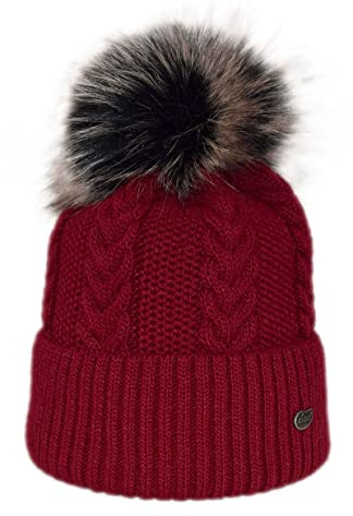 dimo accessoires - Damenmütze mit Umschlag in Felloptik - Modell Jessy (Bordo)