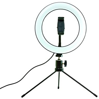 Danielle Creations Get Lit Hands-Free Selfie Light With Tripod Stand & Smartphone Holder - Multi-Colored, USB, 8 LED Light Ring, Remote, Phone Mount, Foldable Tripod