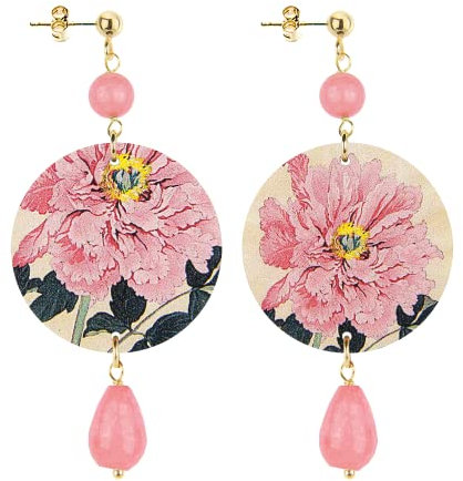 IN Lebole Collezione The Circle DPOR14 Fiore Rosa Orecchini da Donna in Ottone Pietra Rosa Sfaccettato