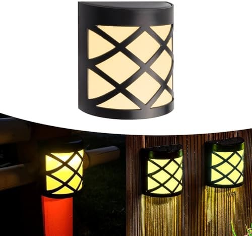 TOTHDATE 2 Pack Lampes de Clôture Solaire Lumière Blanche Chaude, Lumière de Jardin Solaire Extérieure IP55 étanche Lampe Solaire Jardin pour Jardin Clôture Patio Deck Courtyards Balcon Terrasse