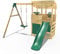 Rebo® Wooden Lookout Tower Playhouse with 6ft Slide and Swing - Yellowstone | OutdoorToys | Pressure Treated Timber, Climbing Wall, either Binoculars or Telescope & Steering Wheel & Secret Den at Base