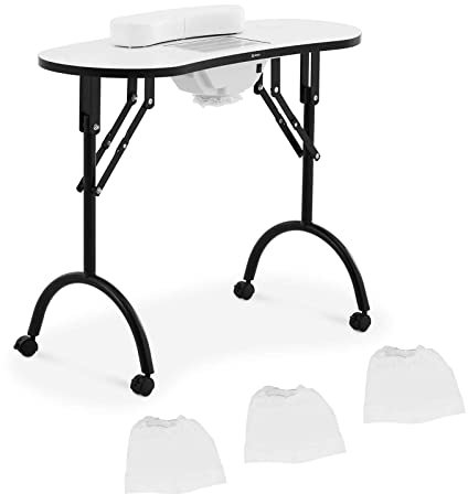 Physa PHY-MT-14 Nageltisch faltbar Weiß 4 Räder Absaugung Maniküretisch Nagelstudio-Tisch
