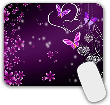 AOKSUNOVA Mauspad Klein Lila Blumen 24 x 20cm Mousepad mit Motiv Mauspad mit Muster