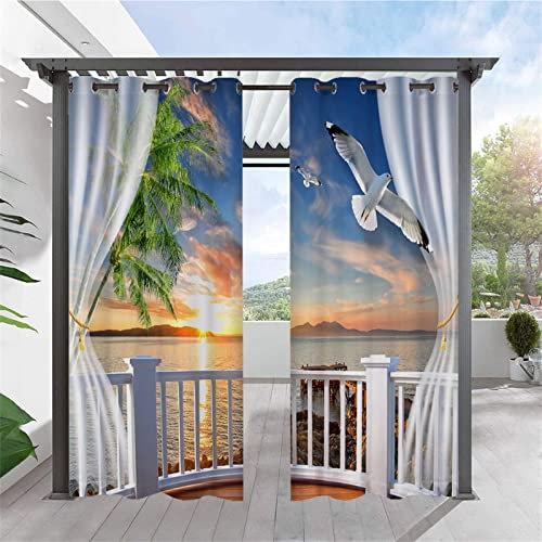 Heavyoff Rideau Exterieur Terrasse, Imperméable Isolant Thermique Rideau Occultant pour Pergola, Cabanon Jardin Exterieur, Gazebo, 2 pièces, Style 16, 117x160cm