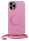 PopSockets x Just Elegance iPhone Case - Necklace Case - Mobile Phone Case Compatible with iPhone 12 Pro Max 6.7 Inch - iPhone Protective Case with Removable Cord and Finger Holder, Pastel Pink