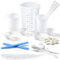 Silikon Messbecher Set, 450&100ml Silikon becher, Mischbecher, Farbbecher, Rührstäbe, Mischpaddel, Pipetten, Fingerlinge für Epoxidharz, Formen, DIY,Wiederverwendbar&leicht zu reinigen