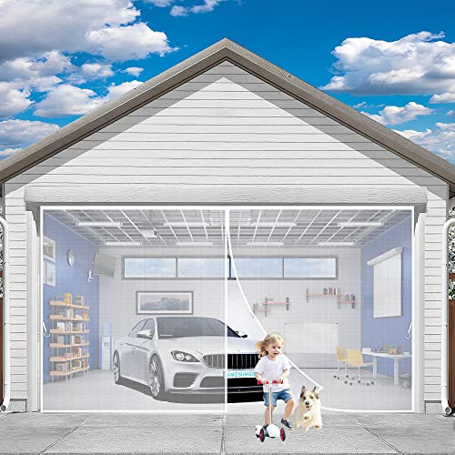 Fiberglass Magnetic Screen Door, 95 x 270 cm Screen Door Net Screen Double Sewed, Close Stitching, Top Anti-Tear, Heavy Duty with Full Frame Hook&Loop Strip(White)