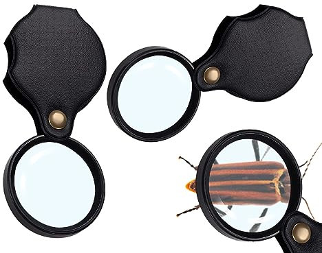 KAPSING 2 Stück Taschenlupe Klappbar Leselupe Einschlaglupe 10x Klein Lupe Kinder Lesegerät für sehbehinderte, Lesehilfe für Senioren (1000% Lupe Objektiv)
