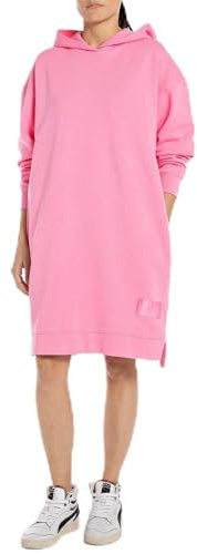 Replay Damen Hoodie Kleid aus Baumwolle, Candy Pink 367 (Rosa), XS