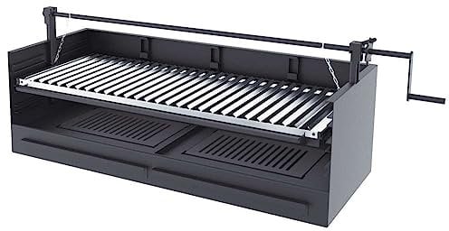 Barbecue a carbone e legna Griglia in acciaio inox da 60 cm - Con sollevatore - Libera installazione/Incasso