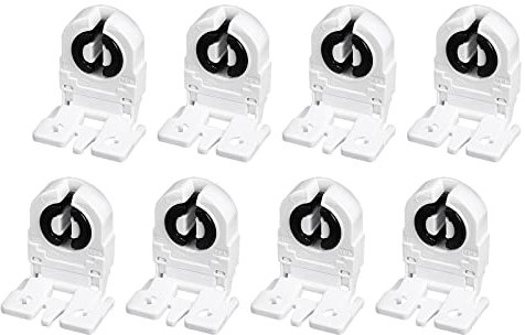 YOKIVE 8Stk Fluoreszierend Licht Halterung T8 Lampe Steckdose G5 Basis Nicht Geshuntete Einzel Kopf Licht Ersatz Teile Toll für Haus Büro (Weiß 2A AC 250V)