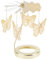 GLOBLELAND Rotierender Kerzenständer Aus Edelstahl, Teelichthalter, Goldener Karussell-Kerzenständer Für Hexenaltar-Dekoration, Drehender Kerzenaufsatz Für Hochzeiten (Schmetterling, Gold)