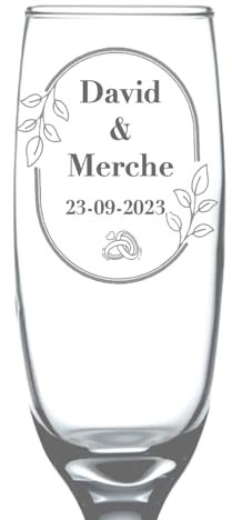 Cocholate - Coupe de cava personnalisée - Verres champagne personnalisés pour mariés - Cadeau de mariage, célébration, mariage d'or ou mariage d'argent (Orla, 1)