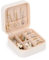 Joyero Pequeña, Portátil Joyero Viaje, Caja de Joyería para Mujer, Joyero Pequeño para Mujeres Niñas, Joyero Niña de Viaje de Piel Sintética, para Anillos,Pendientes,Pulseras y Collares (Blanco)
