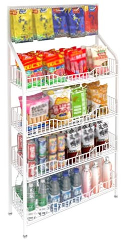 gemüseregal Supermarkt-Regale Supermarkt Snack Regal Veranstalter, 4 Tier Floor-Standing Chips / Süßigkeiten Regal Mit 15 Haken Für Pantry Einzelhandel Bauernmärkte Home Theater Convenience Stores, Fo