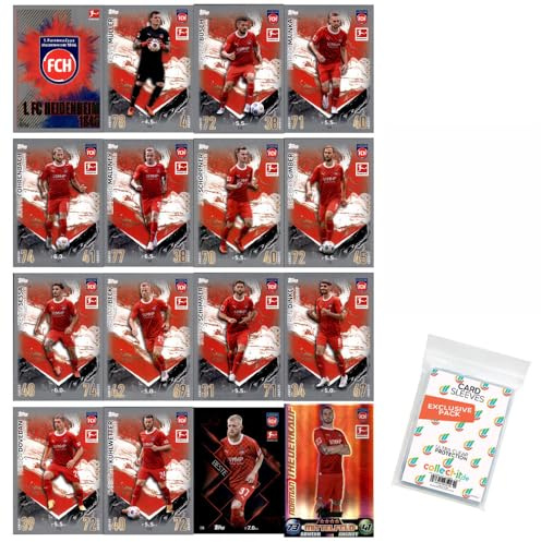 Bundle mit Topps Match Attax Bundesliga - 2023/24 - Mannschaftspaket - 1. FC Heidenheim 1846 + Exklusive Collect-it Hüllen